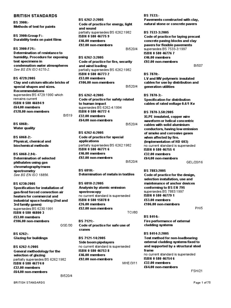 BS Codes List PDF Liquefied Petroleum Gas Screw