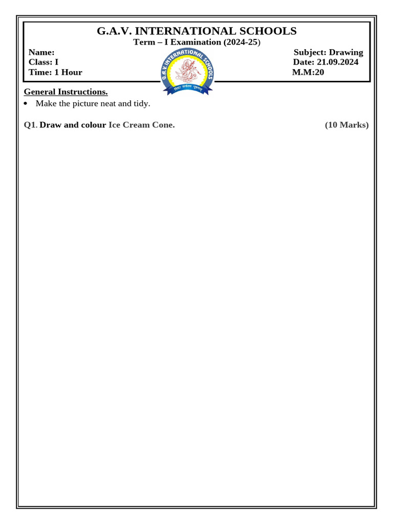 Drawing Exam Syllabus for Class 1 | PDF