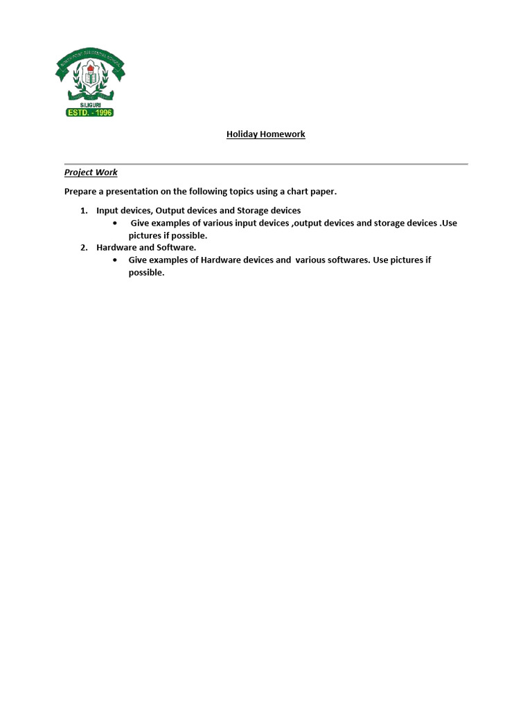 Class III Computer HHW | PDF