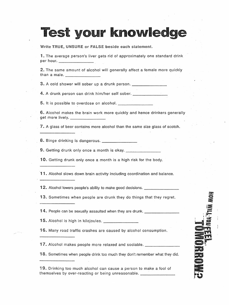 Test Your Knowledge - Drugs and Alcohol | PDF