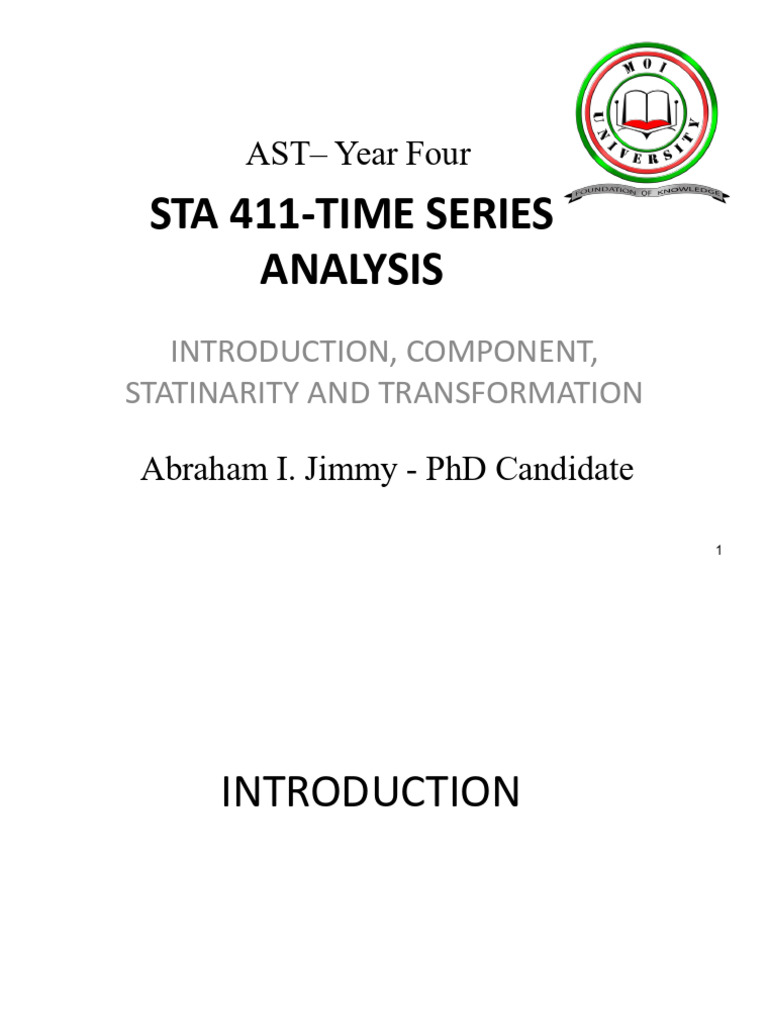 Time Series Analysis Overview | PDF | Stationary Process | Time Series