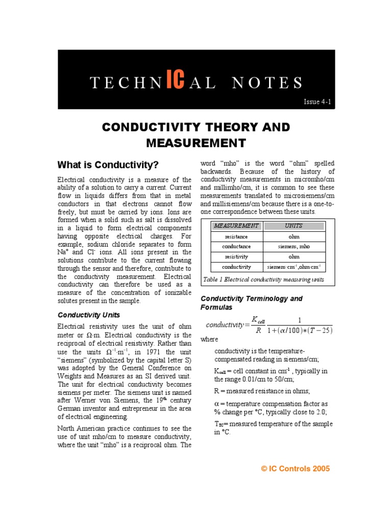 Naoh Conductivity Theory PDF Electrical Resistivity And