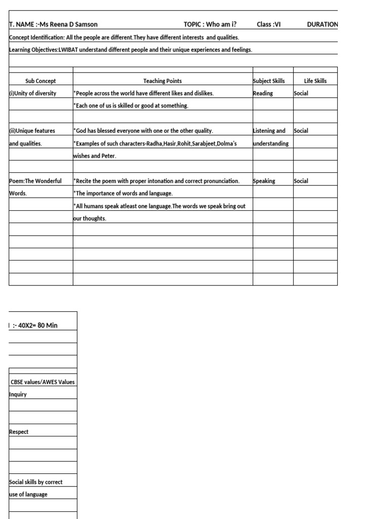 Lesson Plan Unit 6 Honeysuckle'' | PDF | Learning | Human Communication