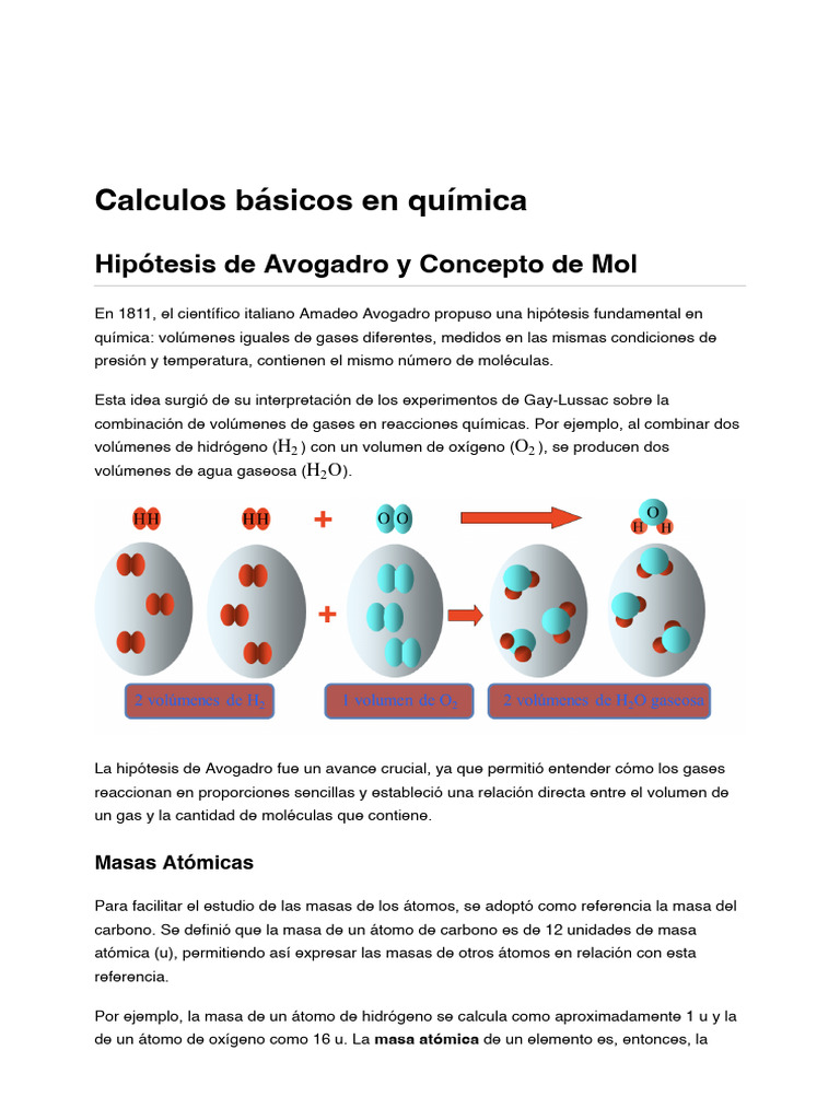 Hipótesis de Avogadro y Conceptos de Mol | PDF | Mole (Unidad) | Gases