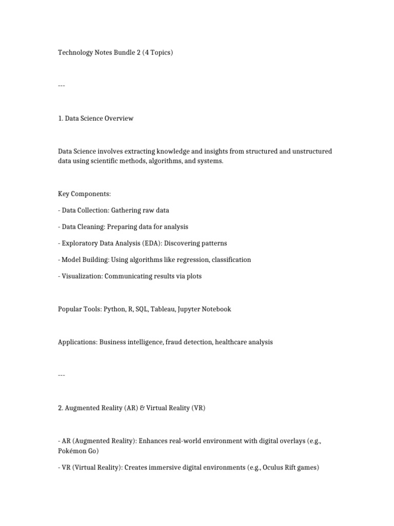 Tech Notes: Data Science, AR/VR, Big Data, DevOps | PDF