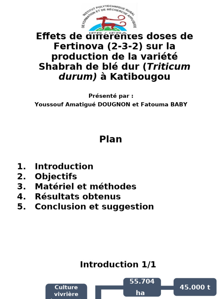 Effets du Fertinova sur le blé dur Shabrah | PDF | Blé | Agronomie