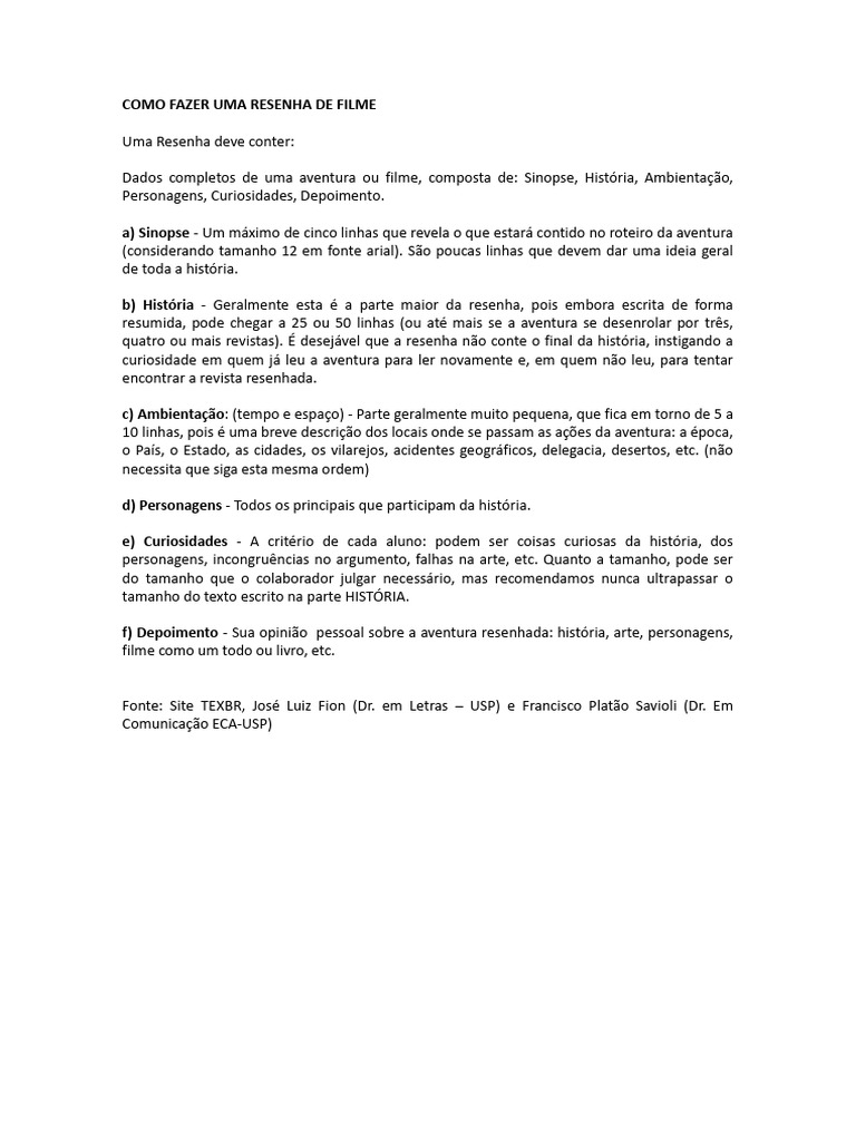 Guia Prático para Resenha de Filme | PDF