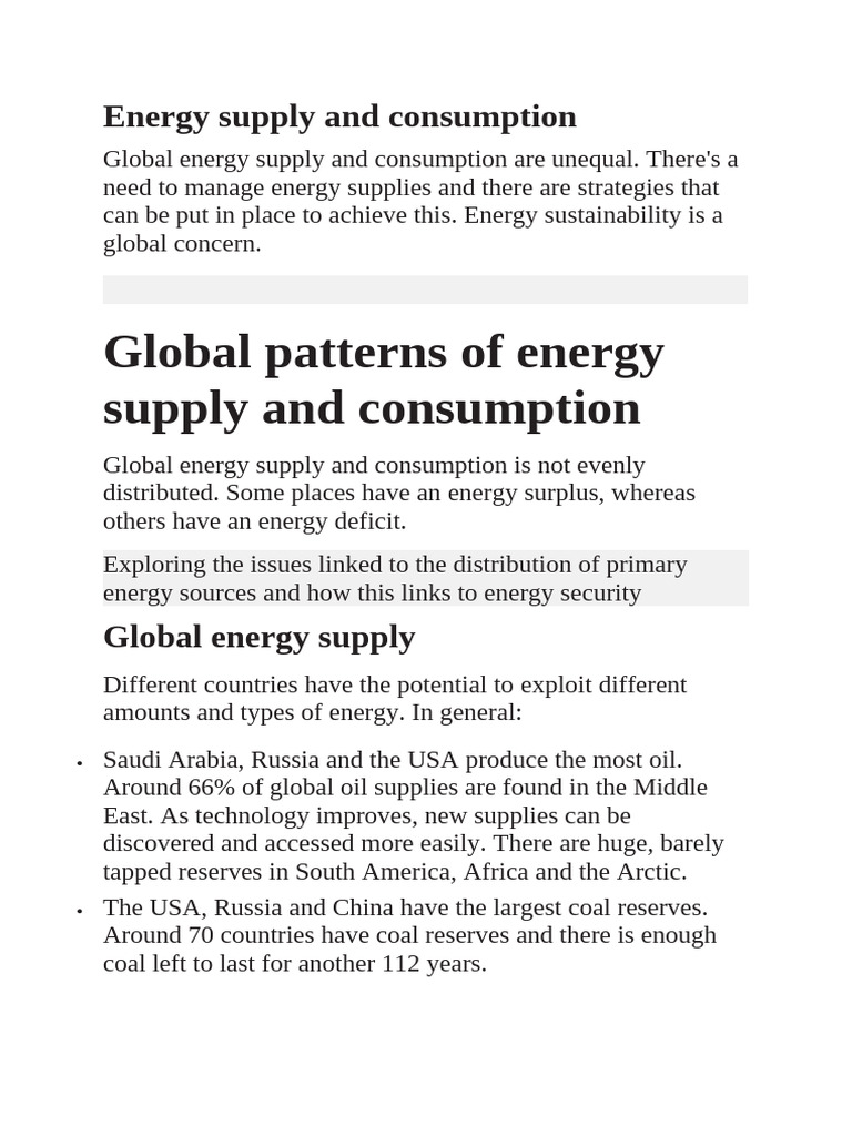 Global Energy Supply and Consumption Insights | PDF | Fuels | Energy ...