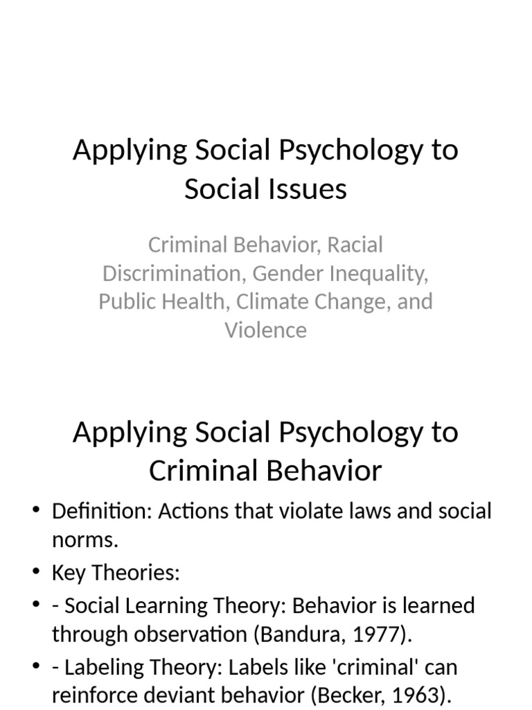 Social Psychology's Impact on Key Issues | PDF | Social Psychology ...