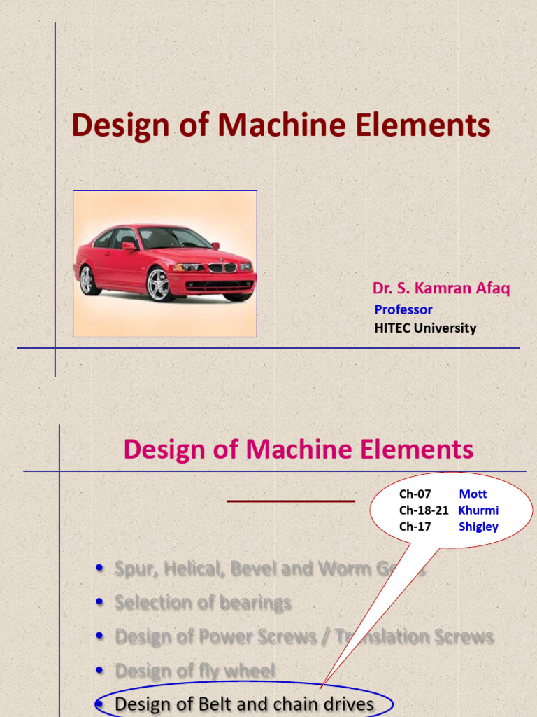 Machine Elements Design Overview | PDF | Belt (Mechanical) | Gear