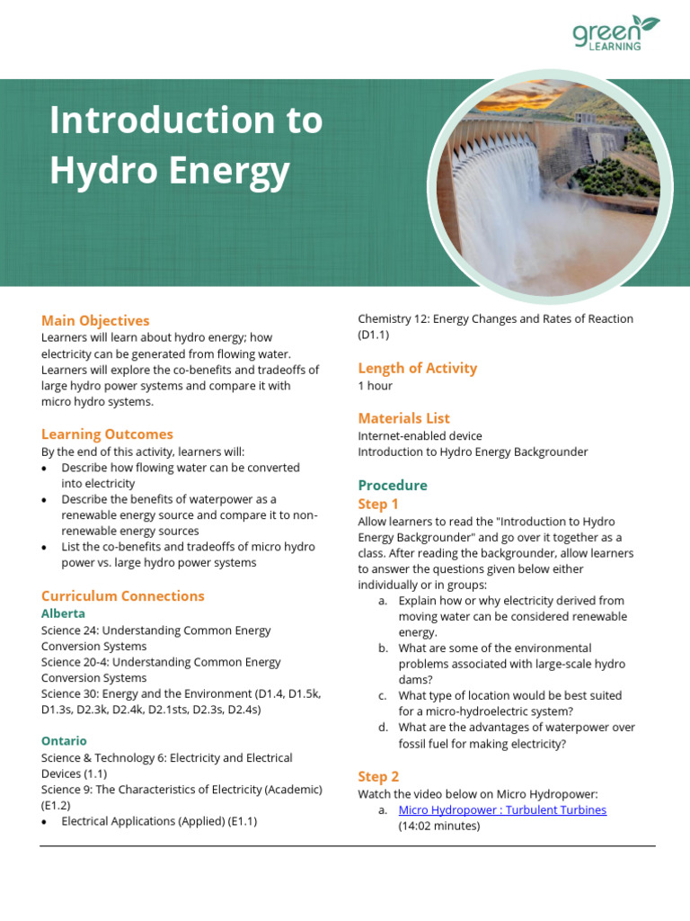 Introduction To Hydro Power Activity - 2022 07 12 163204 - SLGN | PDF ...