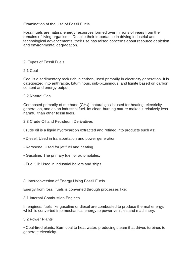 Overview of Fossil Fuels and Their Impact | PDF | Fuels | Fossil Fuels