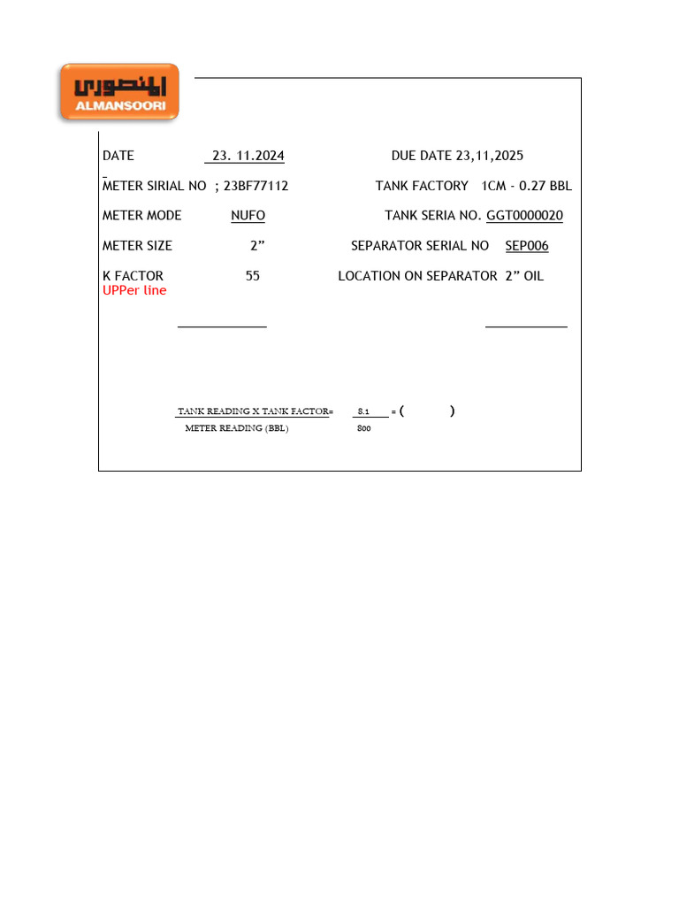 Flow Meter Calibration Records | PDF