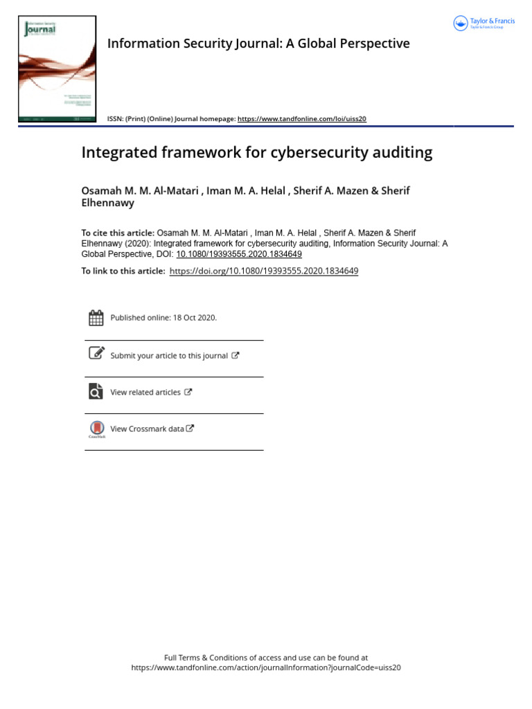 Cybersecurity Auditing Framework | PDF | Security | Computer Security