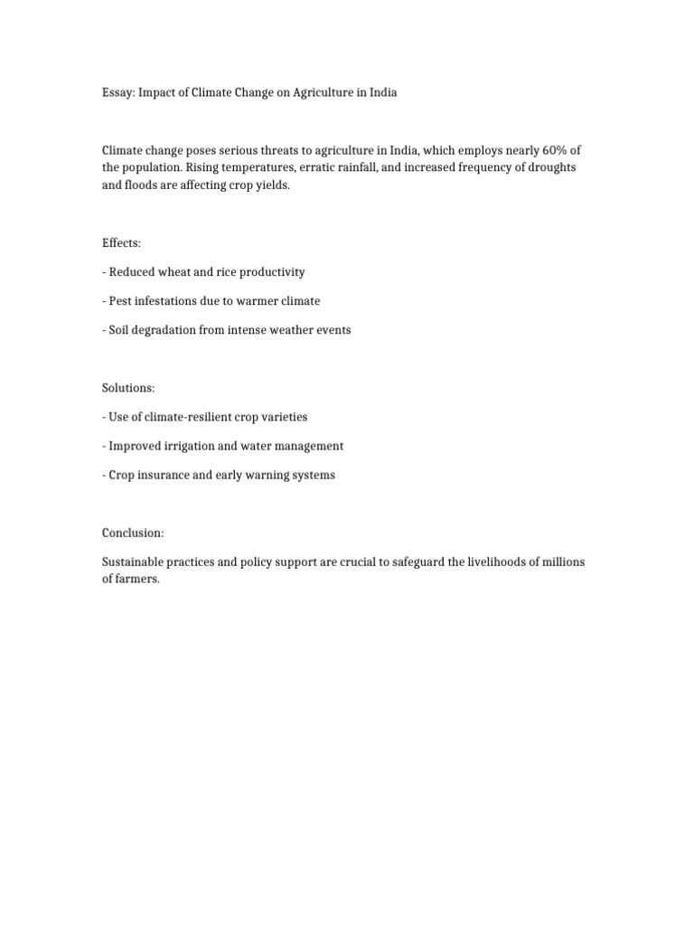 Climate Change Impact On Indian Agriculture | PDF