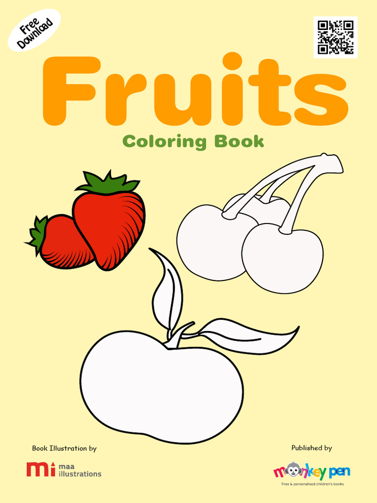 Free Fruits Coloring Book Download | PDF | Writing | Early Childhood ...