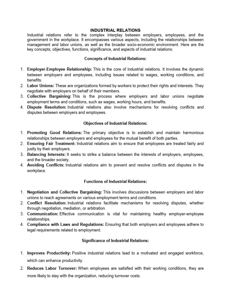 Understanding Industrial Relations Dynamics | PDF | Employment ...
