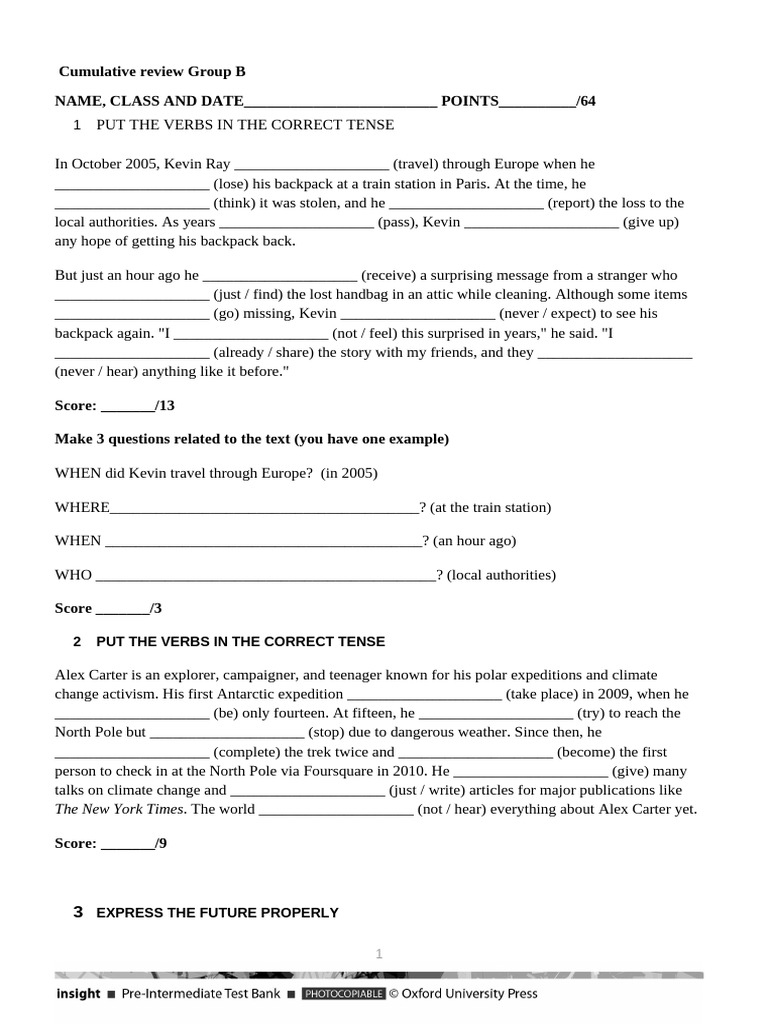 Group B Cumulative Review Exercise | PDF | Syntax | Linguistics