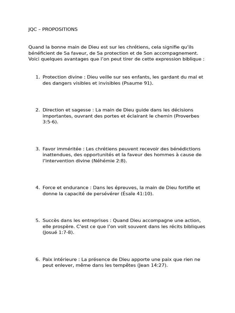Avantages de la main de Dieu sur les chrétiens | PDF | Dieu