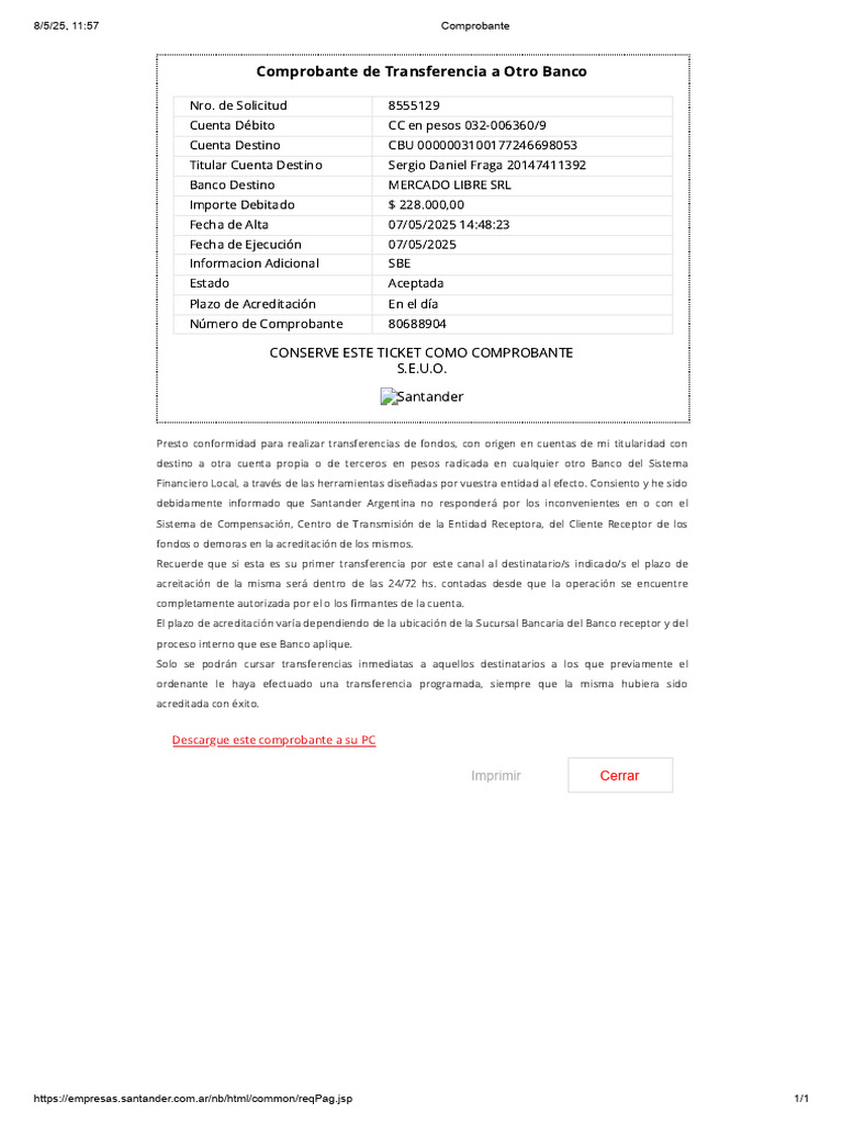 Comprobante de Transferencia Bancaria | PDF | Transferencia bancaria ...