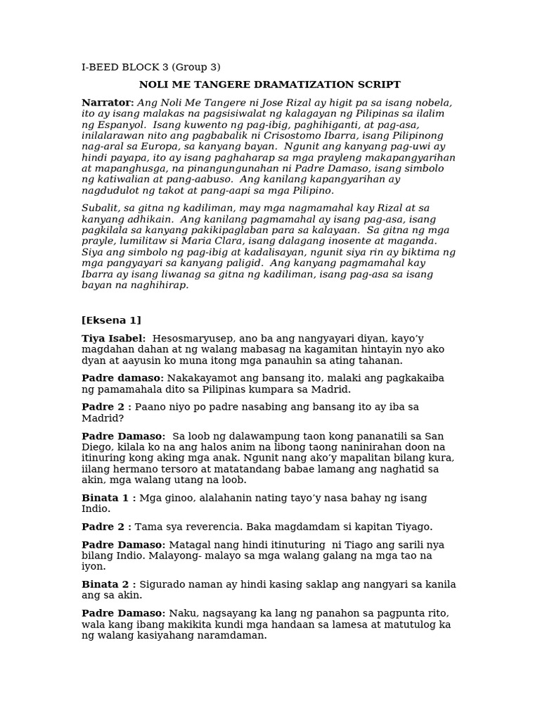Noli Me Tangere Script | PDF