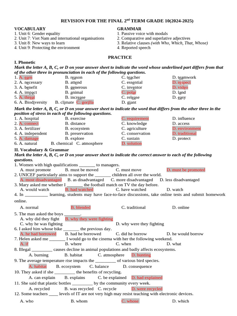 Grade 10 Term 2 Revision Guide | PDF | Climate Change | Deforestation
