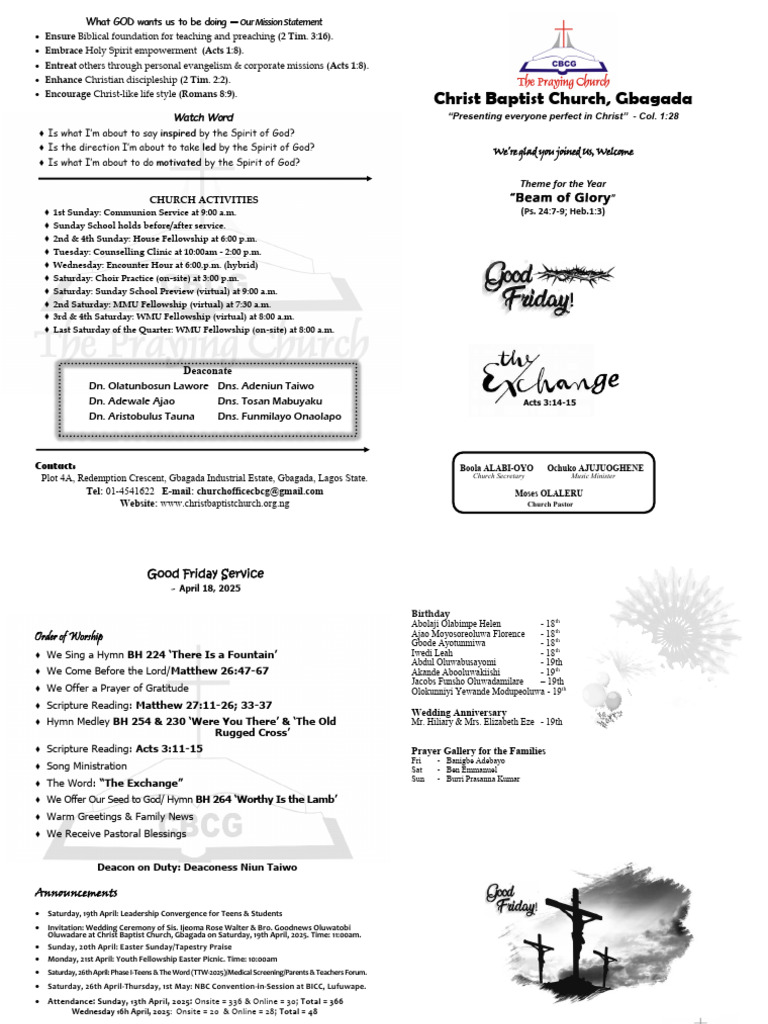 Christ Baptist Church Mission Statement | PDF | Protestantism ...