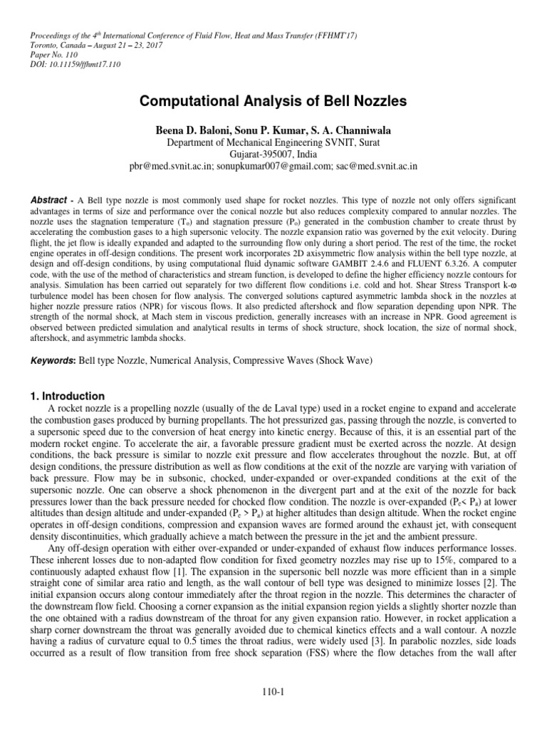 Computational Analysis of Bell Nozzles 2 | PDF | Shock Wave | Mach Number