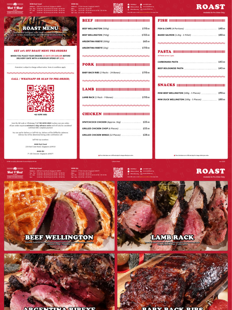 Meet 4 Meat Roast Menu 25 May 2023 | PDF | Roasting | Beef
