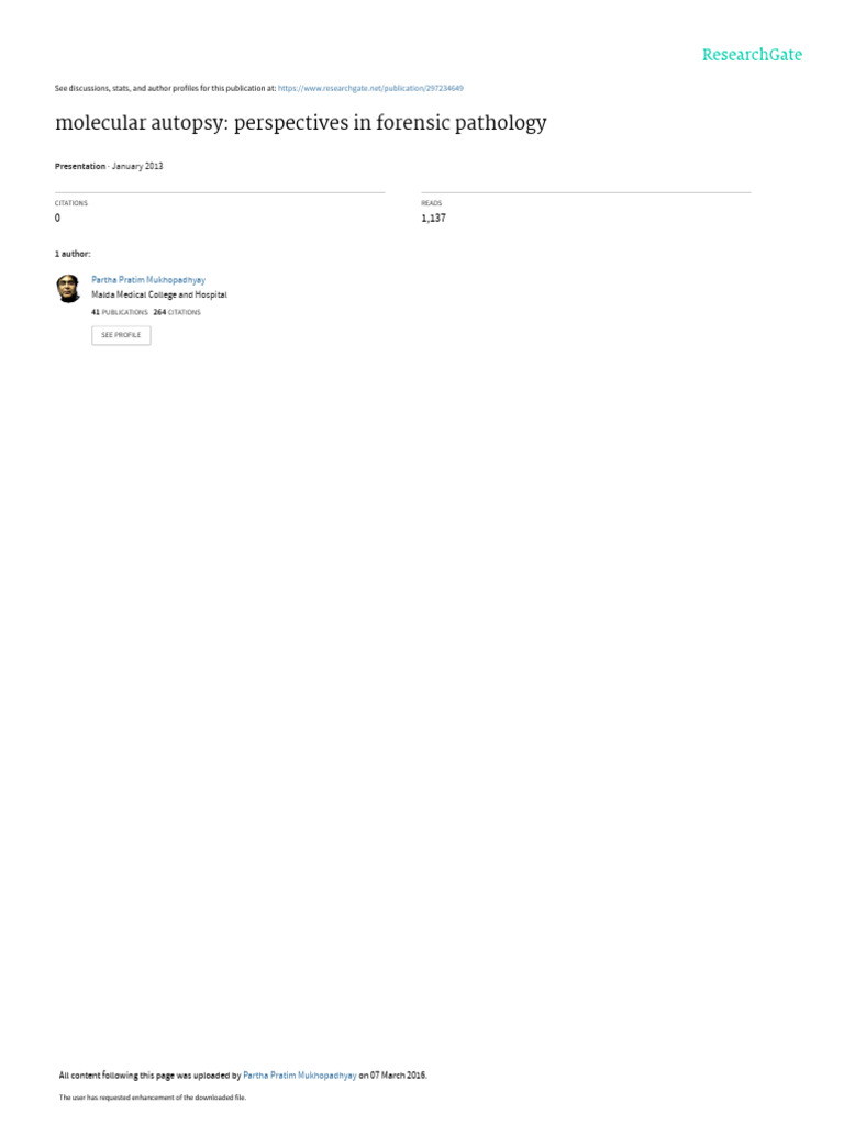 Molecular Autopsy Perspectives in Forensic Pathology January 2013