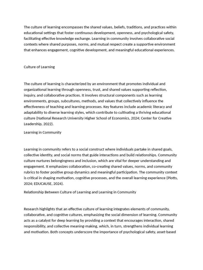 Enhancing Learning Through Community Culture | PDF | Learning | Community