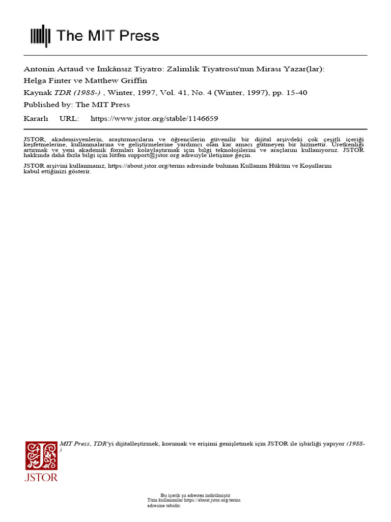 Finter AntoninArtaudImpossible 1997 TR | PDF