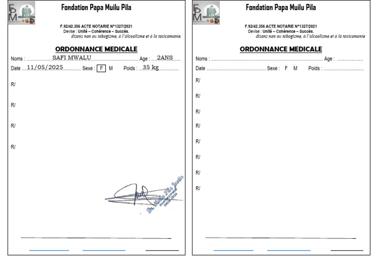 Ordonnance médicale pour Ergogine 2025 | PDF