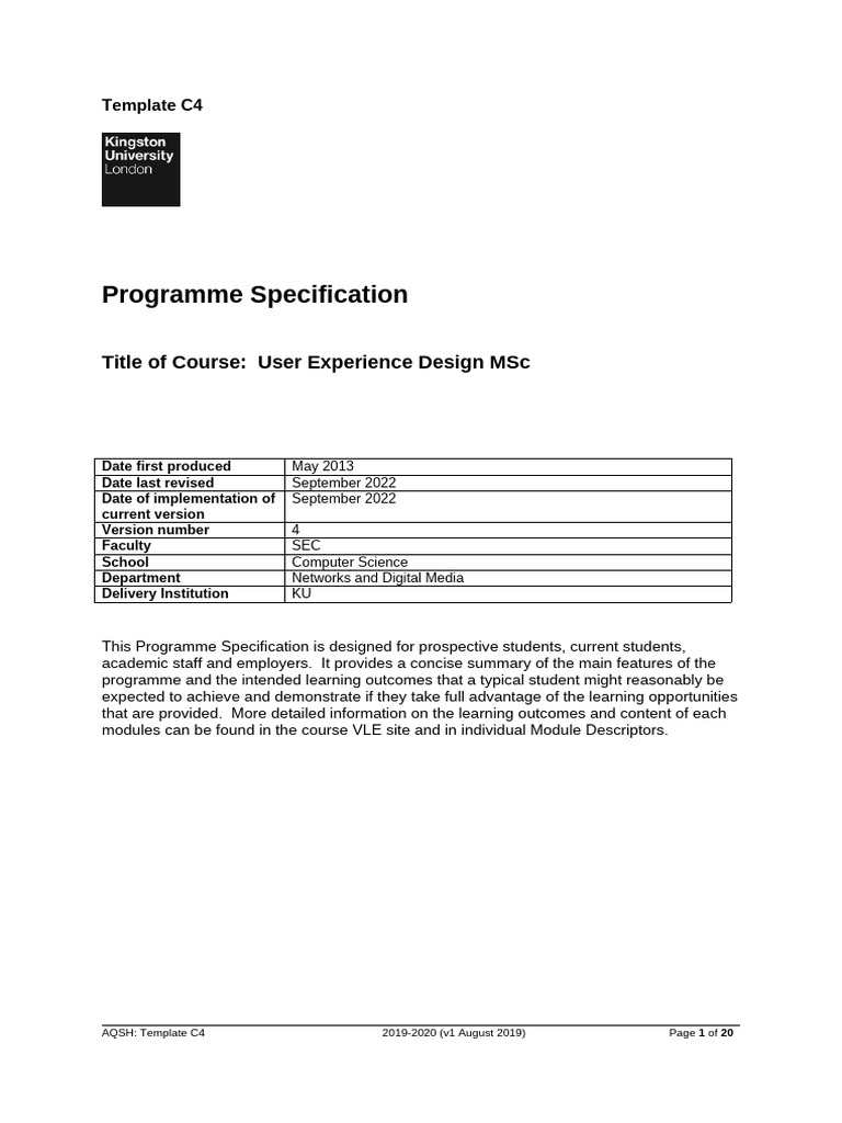 MSc User Experience Design Overview | PDF | Educational Assessment ...