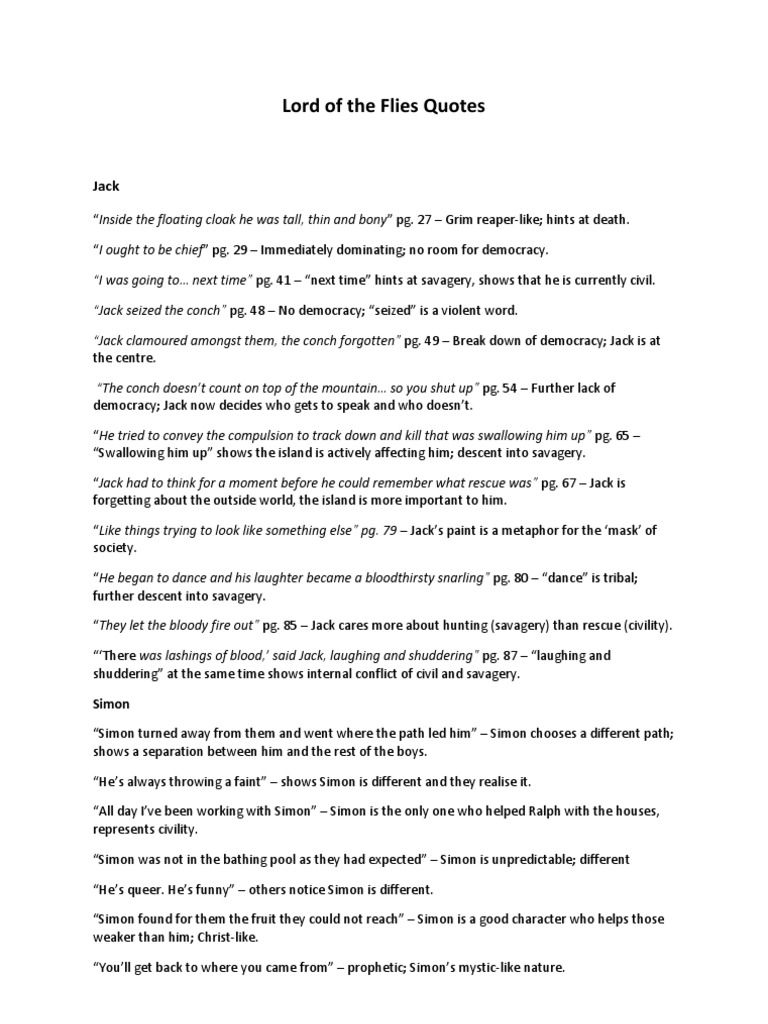 Lord Of The Flies Quotes With Page Numbers