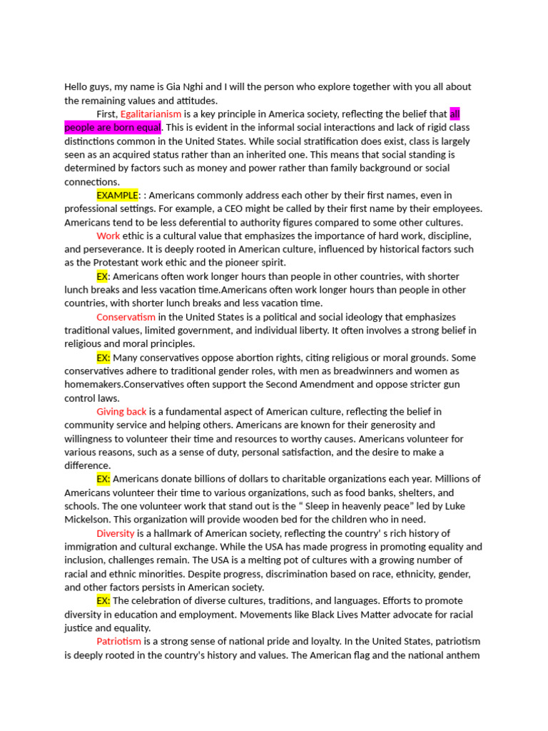 American Values and Cultural Attitudes | PDF | Conservatism ...