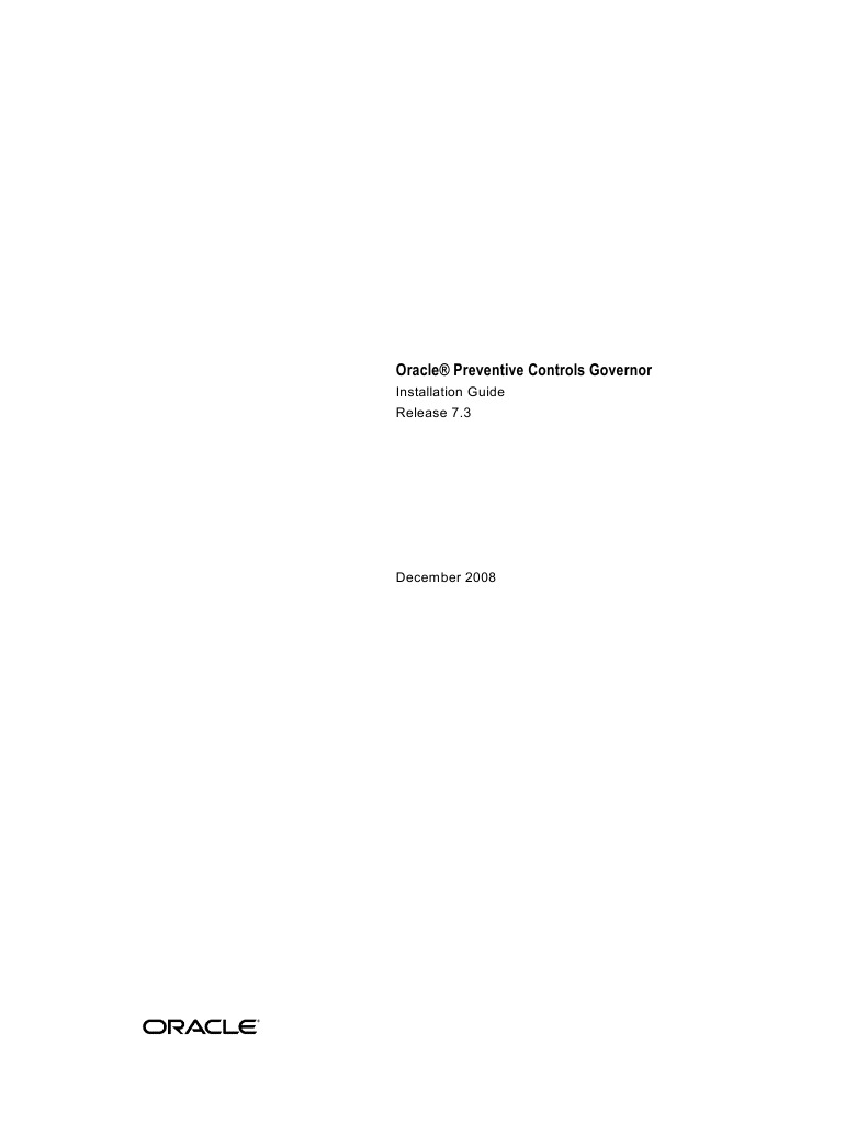 Oracle® Preventive Controls Governor: Installation Guide Release 7.3 | PDF