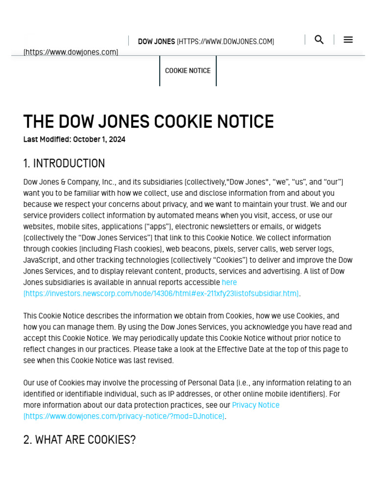 Cookie Notice - Dow Jones | PDF | Http Cookie | World Wide Web