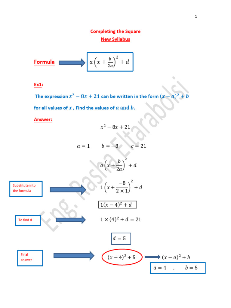 Completing the Square Techniques | PDF | Algebra | Mathematics