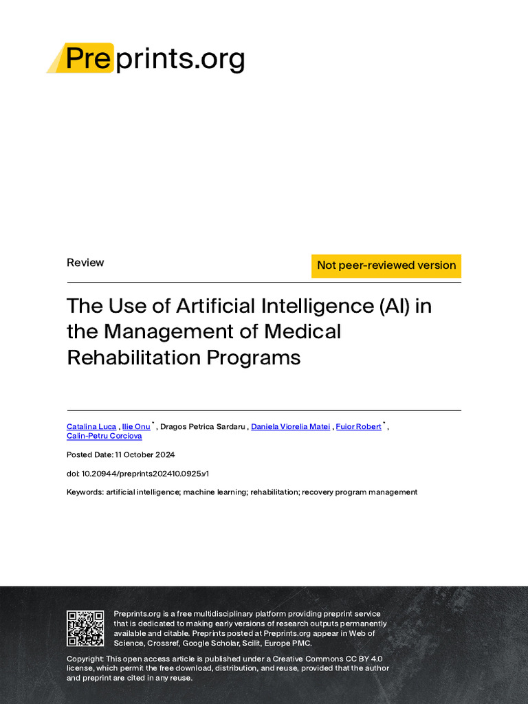 AI in Medical Rehabilitation Management | PDF | Physical Therapy ...