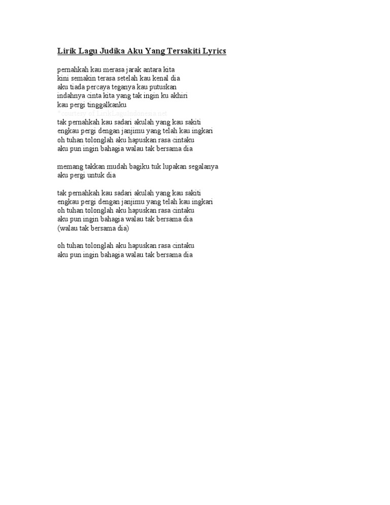 Lirik Lagu Judika Aku Yang Tersakiti Lyrics