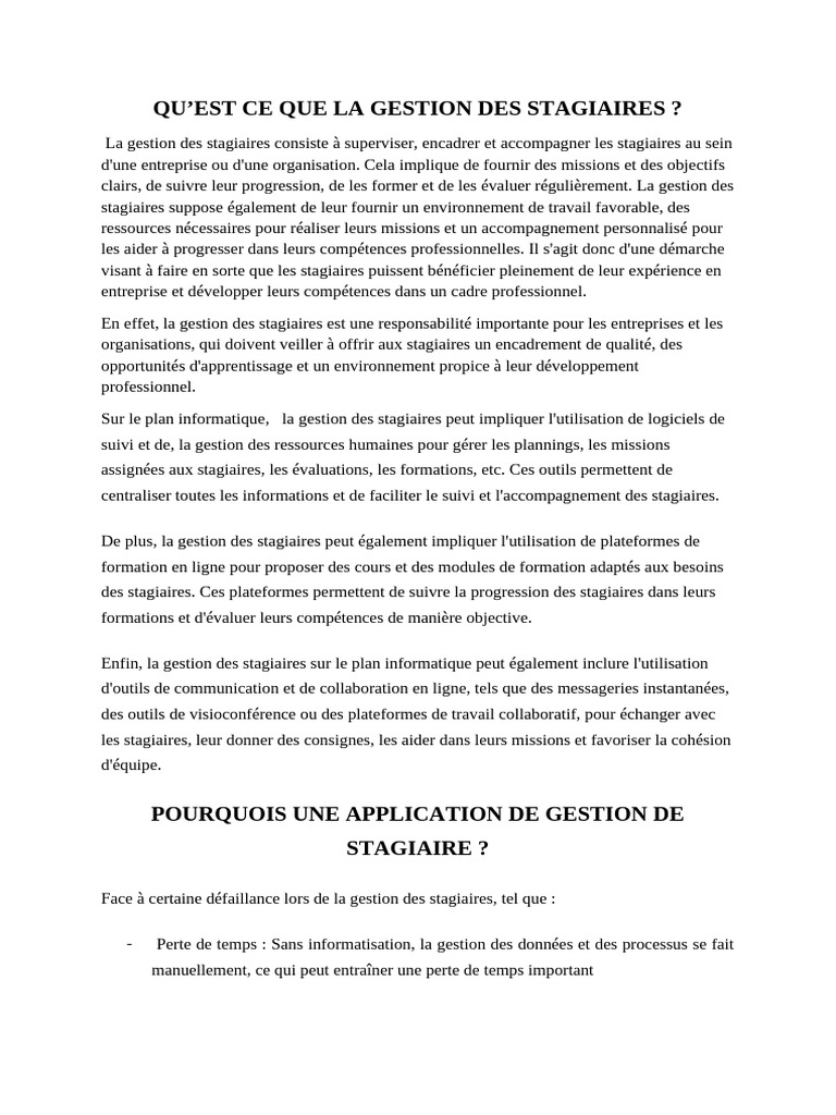 Gestion efficace des stagiaires en entreprise | PDF | Technologies de l ...