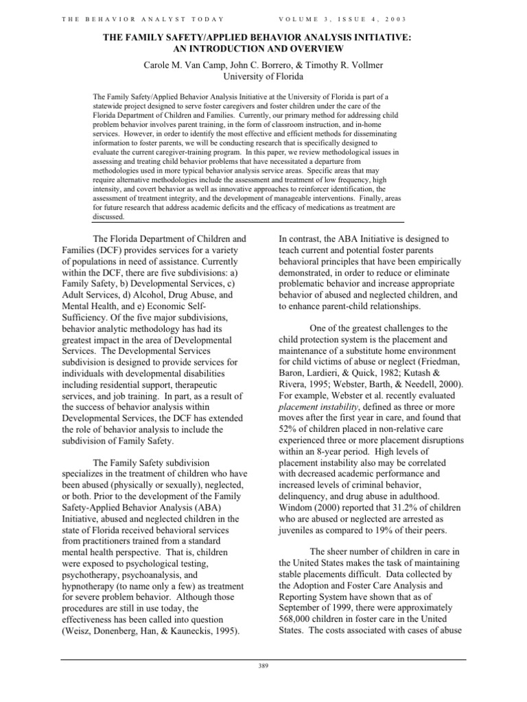 Family Safety ABA Initiative Overview | PDF | Reinforcement | Foster Care
