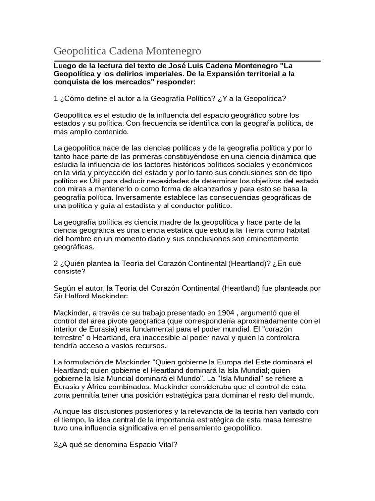 Geopolítica: Definiciones y Teorías Clave | PDF | Geopolítica | Geografía