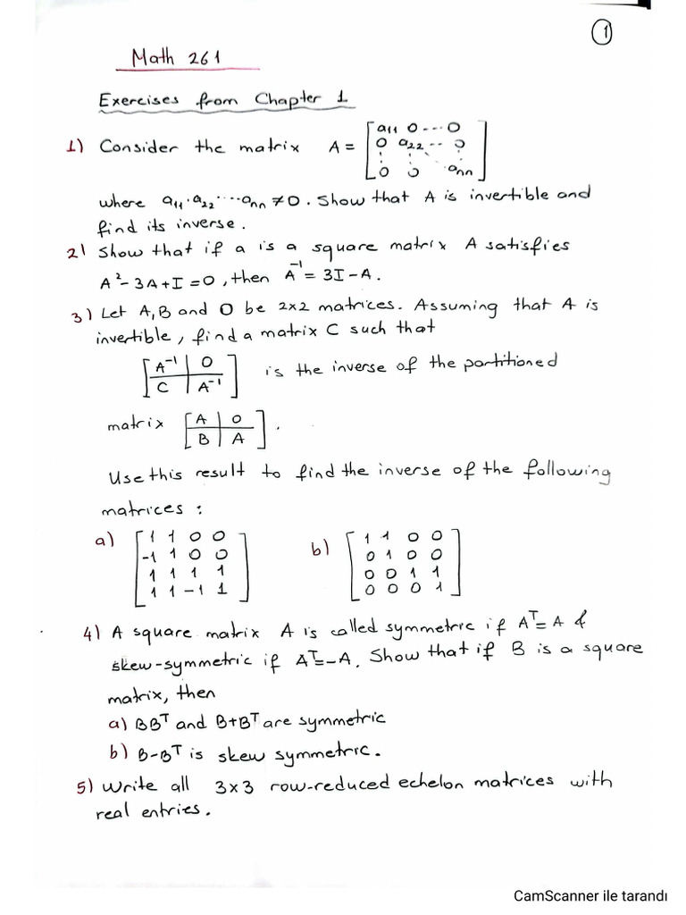Math 261 Exercise Sheet 1 | PDF