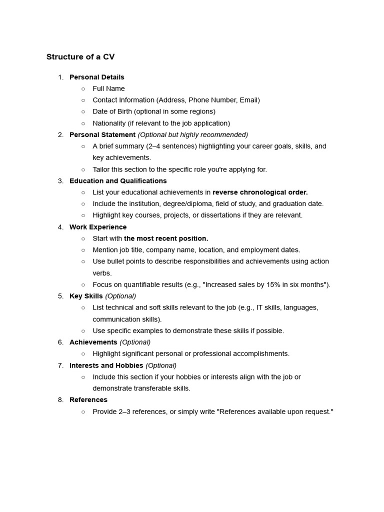 How To Write A CV and Cover Letters | PDF