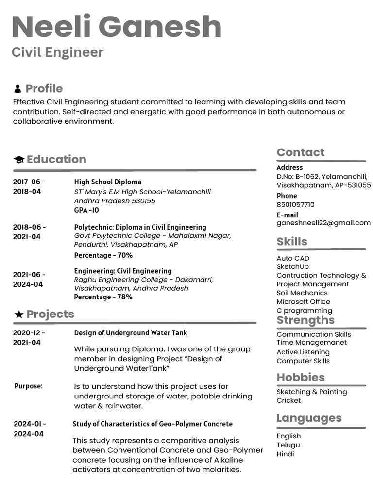 Civil Engineering Student Profile | PDF