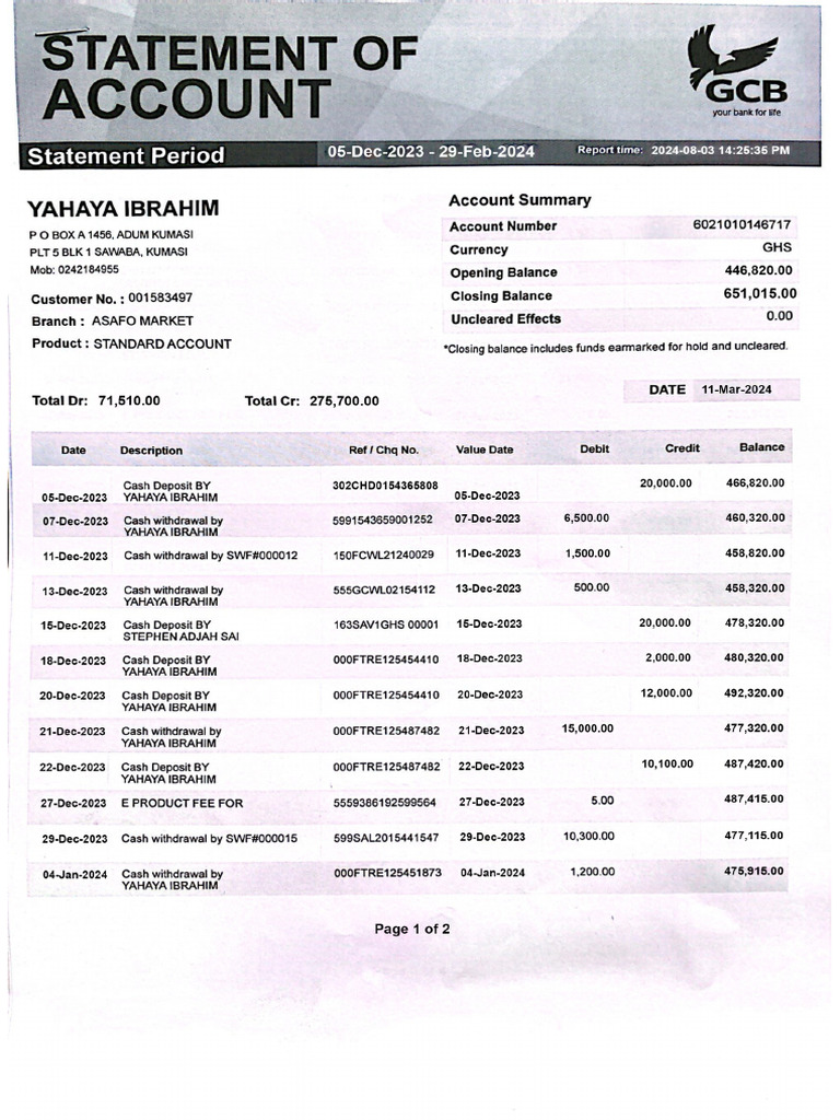 Bank Statement Official | PDF