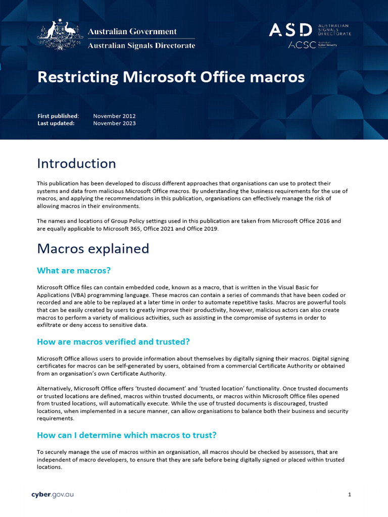 Securing Microsoft Office Macros | PDF | Microsoft Excel | Visual Basic ...