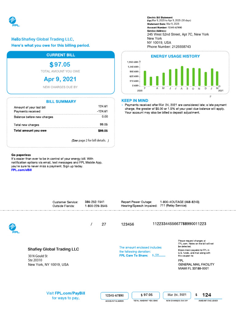 USA Utility Bill Example for Proof of Address | PDF